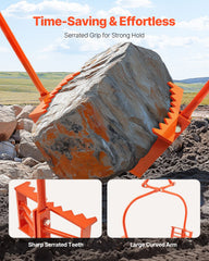 609mm Stone Lifting Tongs, 2-Claw Rock Tongs, Heavy Duty Steel Log Tongs, 500KG Lifting Capacity, Swivel Log Grapple, Serrated Claw Design, Easy Chain Hook up Tongs for Stone Blocks & Marble