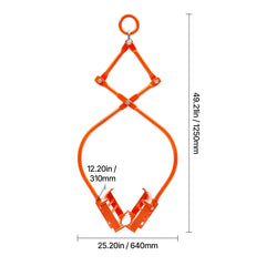 609mm Stone Lifting Tongs, 2-Claw Rock Tongs, Heavy Duty Steel Log Tongs, 500KG Lifting Capacity, Swivel Log Grapple, Serrated Claw Design, Easy Chain Hook up Tongs for Stone Blocks & Marble