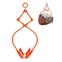 609mm Stone Lifting Tongs, 2-Claw Rock Tongs, Heavy Duty Steel Log Tongs, 500KG Lifting Capacity, Swivel Log Grapple, Serrated Claw Design, Easy Chain Hook up Tongs for Stone Blocks & Marble
