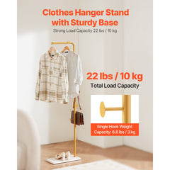 Coat Rack, Freestanding Coats Rack Stand with Quartz Stone Base & 3 Round Hooks, Free Standing Hall Coat Tree for Entryway, Bedroom, Living Room, Stylish Clothes Hanger Stand for Coats, Hat, Bag