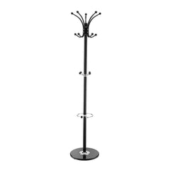 Freestanding Coat Rack, Metal Coats Rack Stand with Umbrella Holder, Stable Marble Base & 14 Hooks, Hall Coat Tree for Entryway, Bedroom, Living Room, Stylish Coats Hanger for Hats, Scarves, Bag