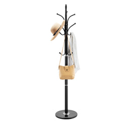 Coat Rack Freestanding, Coats Tree Stand with Stable Marble Base & 6 Hooks, Free Standing Hall Coat Rack for Entryway, Bedroom, Office, Living Room, Modern Clothes Hanger for Coats, Hats, Bags