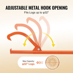 Cant Hook Tool, 46.5 in, Heavy Duty Steel Log Roller, Log Lifter Timber Jack 32" Dia Logs, Forestry Logging Tools, Dual Function Log Handler for Rolling and Clamping Logs