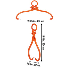 Log Skidding Tongs, 18 inch 2 Claw Log Lifting Tongs, Heavy Duty Steel Lumber Skidding Tongs, 772 lbs/350 kg Loading Capacity, Log Lifting, Handling, Dragging & Carrying Tool