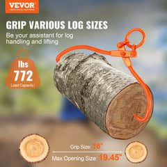Log Skidding Tongs, 18 inch 2 Claw Log Lifting Tongs, Heavy Duty Steel Lumber Skidding Tongs, 772 lbs/350 kg Loading Capacity, Log Lifting, Handling, Dragging & Carrying Tool