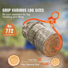 Log Skidding Tongs, 18 inch 2 Claw Log Lifting Tongs, Heavy Duty Steel Lumber Skidding Tongs, 772 lbs/350 kg Loading Capacity, Log Lifting, Handling, Dragging & Carrying Tool