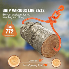 Log Skidding Tongs, 45.7cm 2 Claw Log Lifting Tongs, Heavy Duty Rotating Steel Lumber Skidding Tongs, 350 kg Loading Capacity, Log Lifting, Handling, Dragging & Carrying Tool