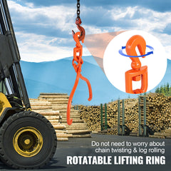 Log Skidding Tongs, 45.7cm 2 Claw Log Lifting Tongs, Heavy Duty Rotating Steel Lumber Skidding Tongs, 350 kg Loading Capacity, Log Lifting, Handling, Dragging & Carrying Tool