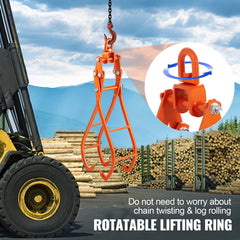Timber Claw Hook, 28 inch 4 Claw Log Grapple for Logging Tongs, Swivel Steel Log Lifting Tongs, Eagle Claws Design with 2205 lbs/1000 kg Loading Capacity for Tractors, ATVs, Trucks, Forklifts