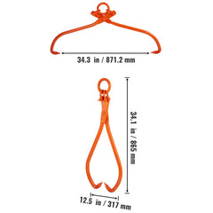 Log Skidding Tongs, 81.3cm 2 Claw Log Lifting Tongs, Heavy Duty Steel Lumber Skidding Tongs, 700 kg Loading Capacity, Log Lifting, Handling, Dragging & Carrying Tool