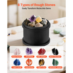 Rock Tumbler Kit, 3 lbs Rock Polishing Kit, 4 Speed Settings 9-Day Polishing Timer Stone Polishing Kit, Rock Polisher with Rough Gemstones and Polishing Grits, Rock Polisher for Adults Kids