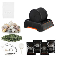 Rock Tumbler, 0.45kg Rock Polishing Machine, Rocks Tumbling Kit with 4-Speed Adjustment, 1–9 Day Timer, Direct Drive Motor Rocks Polishing Kit for Rose Quartz, Amethyst, Red Jasper, Lapis Lazuli