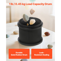 Rock Tumbler, 0.45kg Rock Polishing Machine, Rocks Tumbling Kit with 4-Speed Adjustment, 1–9 Day Timer, Direct Drive Motor Rocks Polishing Kit for Rose Quartz, Amethyst, Red Jasper, Lapis Lazuli