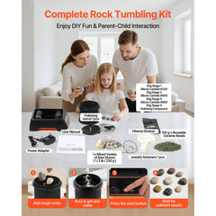 Rock Tumbler, 0.45kg Rock Polishing Machine, Rocks Tumbling Kit with 4-Speed Adjustment, 1–9 Day Timer, Direct Drive Motor Rocks Polishing Kit for Rose Quartz, Amethyst, Red Jasper, Lapis Lazuli