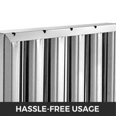 Pack of 6 Hood Filters 19.5W x 15.5H Inch, 430 Stainless Steel 5 Grooves Commercial Hood Filters, Range Hood Filter for Grease Rated Commercial Kitchen Exhaust Hoods