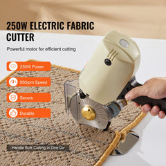 Fabric Cutter, 250W Electric Rotary Fabric Cutting Machine, 1.1" Cutting Thickness, Octagonal Knife, with Replacement Blade and Sharpening Stones, for Multi-Layer Cloth Fabric Leather