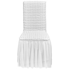 Stretch Spandex Folding Chair Covers, Universal Fitted Chair Cover with Skirt, Removable Washable Protective Slipcovers, for Wedding, Holiday, Banquet, Party, Celebration, Dining (4 PCS White)