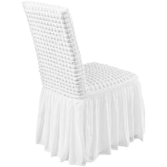 Stretch Spandex Folding Chair Covers, Universal Fitted Chair Cover with Skirt, Removable Washable Protective Slipcovers, for Wedding, Holiday, Banquet, Party, Celebration, Dining (4 PCS White)