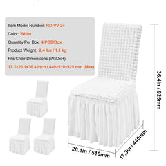 Stretch Spandex Folding Chair Covers, Universal Fitted Chair Cover with Skirt, Removable Washable Protective Slipcovers, for Wedding, Holiday, Banquet, Party, Celebration, Dining (4 PCS White)