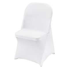 Stretch Spandex Folding Chair Covers, Universal Fitted Chair Cover, Removable Washable Protective Slipcovers, for Wedding, Holiday, Banquet, Party, Celebration, Dining (50PCS White)