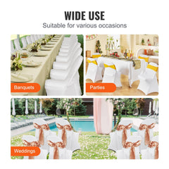Stretch Spandex Folding Chair Covers, Universal Fitted Chair Cover, Removable Washable Protective Slipcovers, for Wedding, Holiday, Banquet, Party, Celebration, Dining (50PCS White)