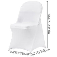 Stretch Spandex Folding Chair Covers, Universal Fitted Chair Cover, Removable Washable Protective Slipcovers, for Wedding, Holiday, Banquet, Party, Celebration, Dining (50PCS White)