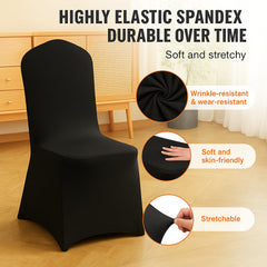 Stretch Spandex Folding Chair Covers, Universal Fitted Chair Cover, Removable Washable Protective Slipcovers, for Wedding, Holiday, Banquet, Party, Celebration, Dining (30PCS Black)