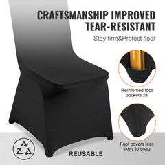 Stretch Spandex Folding Chair Covers, Universal Fitted Chair Cover, Removable Washable Protective Slipcovers, for Wedding, Holiday, Banquet, Party, Celebration, Dining (30PCS Black)