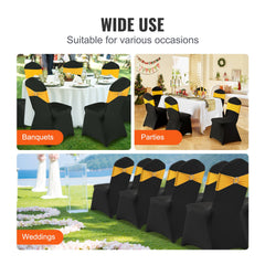 Stretch Spandex Folding Chair Covers, Universal Fitted Chair Cover, Removable Washable Protective Slipcovers, for Wedding, Holiday, Banquet, Party, Celebration, Dining (30PCS Black)