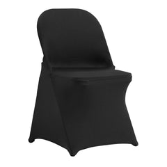 Stretch Spandex Folding Chair Covers, Universal Fitted Chair Cover, Removable Washable Protective Slipcovers, for Wedding, Holiday, Banquet, Party, Celebration, Dining (50PCS Black)