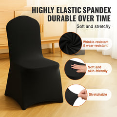 Stretch Spandex Folding Chair Covers, Universal Fitted Chair Cover, Removable Washable Protective Slipcovers, for Wedding, Holiday, Banquet, Party, Celebration, Dining (50PCS Black)
