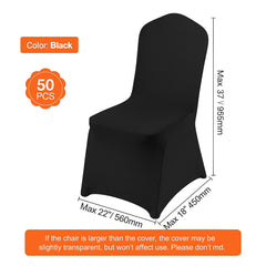 Stretch Spandex Folding Chair Covers, Universal Fitted Chair Cover, Removable Washable Protective Slipcovers, for Wedding, Holiday, Banquet, Party, Celebration, Dining (50PCS Black)