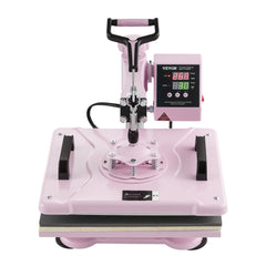 Heat Press Machine 12x15 in 5 in 1 with 30oz Tumbler Press T-Shirts Pink