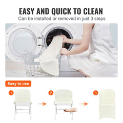 Stretch Spandex Folding Chair Covers, Universal Fitted Chair Cover, Removable Washable Protective Slipcovers, for Wedding, Holiday, Banquet, Party, Celebration, Dining (30PCS Ivory White)