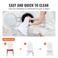 Stretch Spandex Folding Chair Covers, Universal Fitted Chair Cover, Removable Washable Protective Slipcovers, for Wedding, Holiday, Banquet, Party, Celebration, Dining (30PCS White)