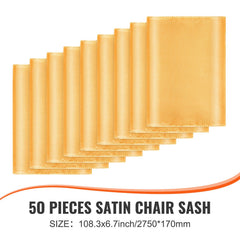 Stretch Spandex Chair Sashes Bows, Chair Slipcover and Stretch Chair Sash, Elastic Chair Bands, Fitting Wedding, Holiday, Banquet, Party, Celebration Chair Decoration (50 PCS Gold)
