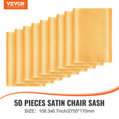 Stretch Spandex Chair Sashes Bows, Chair Slipcover and Stretch Chair Sash, Elastic Chair Bands, Fitting Wedding, Holiday, Banquet, Party, Celebration Chair Decoration (50 PCS Gold)