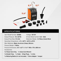 Automotive Smoke Machine Leak Detector, EVAP Smoke Machine Leak Tester with Built-in Air Pump, Dual-Mode Vacuum Pipeline Fuel Diagnostic Detector for DC12V Cars, Motorcycles, Trucks, Boats, ATVs