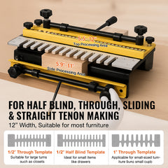 Dovetail Jig, 310 mm Width, Dove Tailing Router Jigs with 4 Router Bits & 6 Templates, Precise Alignment Dove Tail Jig, Mortise and Tenon Woodworking Tools for Furniture & Wood Cabinet Making