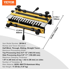 Dovetail Jig, 310 mm Width, Dove Tailing Router Jigs with 4 Router Bits & 6 Templates, Precise Alignment Dove Tail Jig, Mortise and Tenon Woodworking Tools for Furniture & Wood Cabinet Making