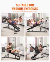 Sit Up Bench, Decline Ab Bench with Reverse Crunch Handle, with 4 Adjustable Height Settings, Heavy Duty Steel, 454 kg Capacity, for Home Gym Workouts, Strength Training, Full Body Muscles