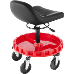 Shop Stool, 135 kg Rolling Garage Stool, 56 cm to 66 cm Adjustable Height Mobile Rolling Gear Seat, Round Tray Garage Pneumatic Stool, All-Terrain 12.7 cm Casters with Two Brakes Mechanic Seat