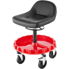 Shop Stool, 135 kg Rolling Garage Stool, 56 cm to 66 cm Adjustable Height Mobile Rolling Gear Seat, Round Tray Garage Pneumatic Stool, All-Terrain 12.7 cm Casters with Two Brakes Mechanic Seat