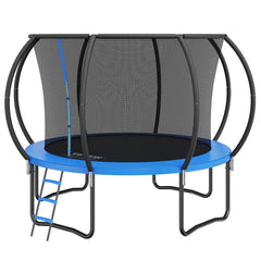 10FT Trampoline, 330 lbs Trampoline with Enclosure Net, Ladder, and Curved Pole, Heavy Duty Trampoline with Jumping Mat and Spring Cover Padding, Outdoor Recreational Trampolines for Kids Adults