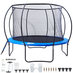 3.66m Trampoline, 181 kg Trampoline with Enclosure Net, Ladder, and Curved Pole, Heavy Duty Trampoline with Jumping Mat and Spring Cover Padding, Outdoor Recreational Trampolines for Kids Adults