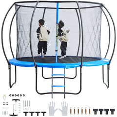 3.66m Trampoline, 181 kg Trampoline with Enclosure Net, Ladder, and Curved Pole, Heavy Duty Trampoline with Jumping Mat and Spring Cover Padding, Outdoor Recreational Trampolines for Kids Adults