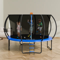 3.66m Trampoline, 181 kg Trampoline with Enclosure Net, Ladder, and Curved Pole, Heavy Duty Trampoline with Jumping Mat and Spring Cover Padding, Outdoor Recreational Trampolines for Kids Adults