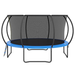 14FT Trampoline, 450 lbs Trampoline with Enclosure Net, Ladder, and Curved Pole, Heavy Duty Trampoline with Jumping Mat and Spring Cover Padding, Outdoor Recreational Trampolines for Kids Adults