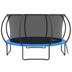 14FT Trampoline, 450 lbs Trampoline with Enclosure Net, Ladder, and Curved Pole, Heavy Duty Trampoline with Jumping Mat and Spring Cover Padding, Outdoor Recreational Trampolines for Kids Adults