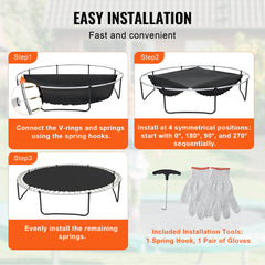 Replacement Trampoline Mat Fits 12ft Frame 72 V-Rings 5.5" Spring Length